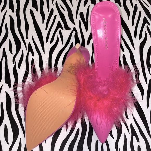 LAST PAIR! AZALEA WANG Jabba Feather Mules Sz. 7 - NWT - Picture 3 of 4